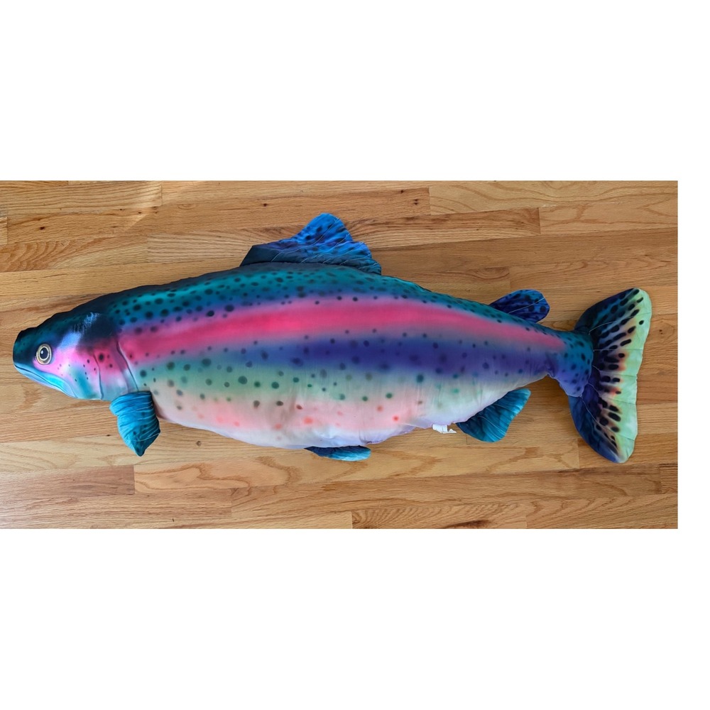 Tree House Kids Giant Rainbow Trout Plush Stuffed Fish Toy 46 Inch Pillow
